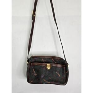 Vittoria Brown Leather Crossbody Bag Vintage Paisley Pattern Boho Classic